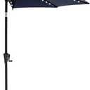 C-Hopetree 9 ft Half Round Outdoor Patio Market Wall Umbrella with Solar LED Lights and Tilt