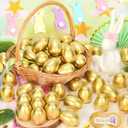 SevenQ Plastic Easter Eggs Empty 2.3” 50Pcs, Fillable Golden Egg for Easter Basket Stuffers Gifts for Kids Party Favors Pinata Goodie Bags Treasure Box Toys Fillers Easter Egg Hunt Games Decorations