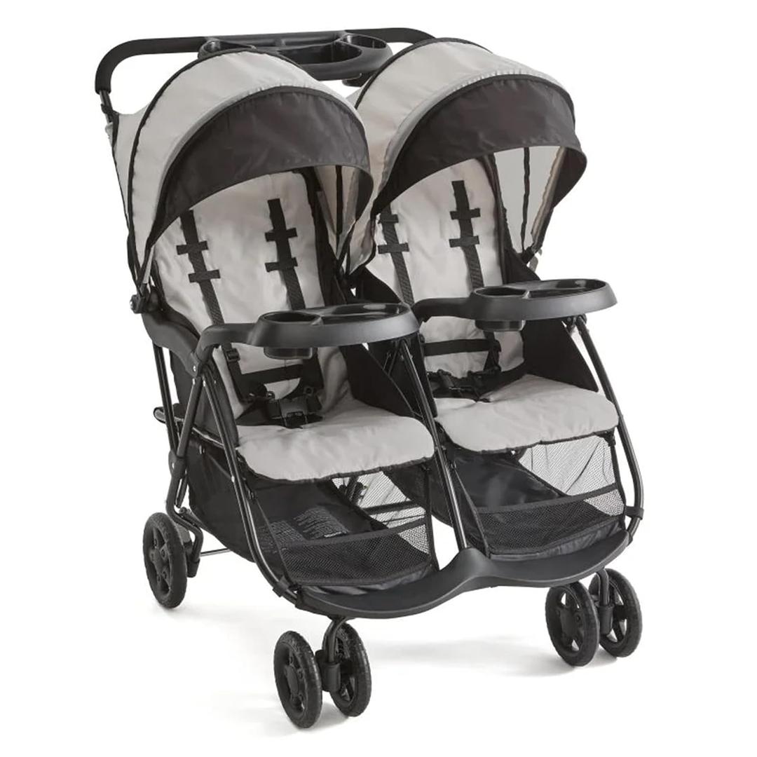 Kolcraft Baby and Toddler Double Stroller, Lightweight, 40 Lb/Seat, Gray