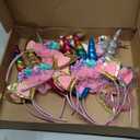 Jexine 18 Piece Unicorn Party Favors Include 9 Unicorn Horn Headbands Bulk Glitter Ears Flower 9 Rainbow Beaded Bracelets for Girls Friendship Gift for Christmas Birthday Party Decoration
