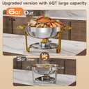 6QT Stainless Steel Chafing Dishes for Buffet, Round Chafing Dish Buffet Set 4 Pack with Smooth Edge Lid, Food Warmers for Parties Buffet Golden & Silver
