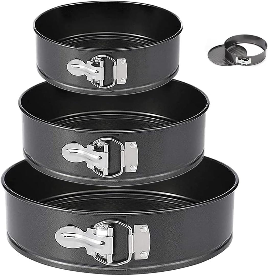 Springform Pan, 3PCS 7,8,9 Inch Cheesecake Pans with Removable Bottom, Non-stick Spring Form Pan for Cheesecake