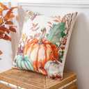5 x Artscope Fall Decorative Throw Pillow Covers 18x18 Inch Set of 2, Watercolor Pumpkin Fallen Leaves Outdoor Farmhouse Pillow Cases for Home Sofa Couch-Green Orange
