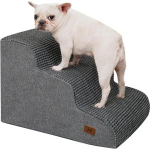 Dog Step for Bed, Dog Stair 3-Step 35D Pet Stair 15.7" H for High Bed or Sofa Non-Slip Balanced Pet Step Indoor, Grey
