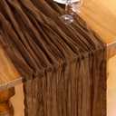 DeZerlor Brown Cheesecloth Table Runner 6 Pack Spring Easter Table Runners Boho Gauze 120 Inches Marron Cheese Cloth Table Decor for Wedding Bridal Baby Shower Parties