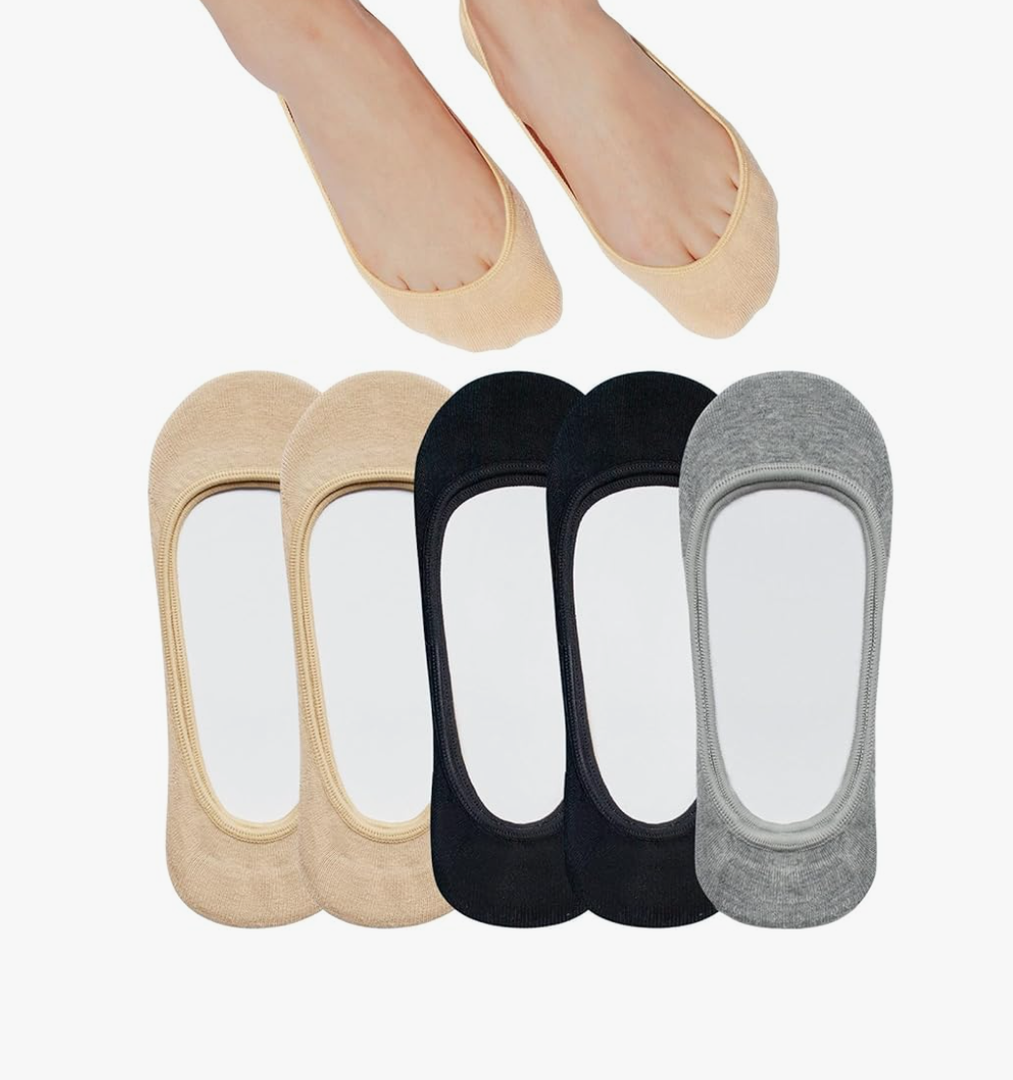 SIXDAYSOX No Show Socks Women for Flats 4 to 8 Pack Non Slip Invisible Ultra Low Cut Socks Shoe Size 5-8/9-11