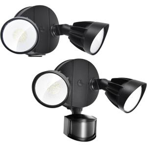 Philips 44W 4200/3500 lm LED Security Light Outdoor Motion Sensor/Switch Control, 5000K Daylight Flood Light, Waterproof, 2 Heads, 4 Modes