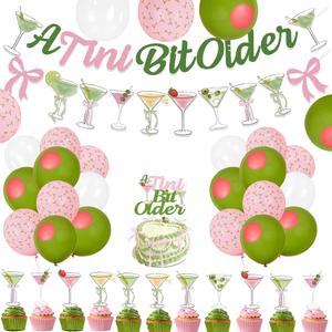 Martini Birthday Party Decorations, A Tini Bit Older Garland Banner Cake Topper Balloons for Girls Women Trendy for Martini Birthday Party, Bridal Shower,Martini Bar Bachelorette Party Decorations