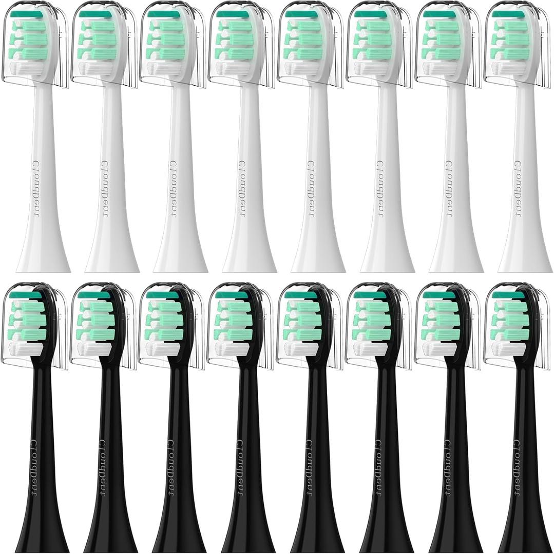 Replacement Toothbrush Heads Compatible with Philips Sonicare16 Pack Soft Replacement Electric Brush Head for 4100 5100 6100 HX9023/65 W Optimal Control Snap-on SystemB&W (Black&white 16p)