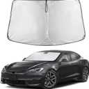 EcoNour Windshield Sunshade Compatible for Tesla Model S 2012-2024 2025 2026, Sun Visor for Front Windshield & Window Sun Shade Cover, UV Heat Blocker & Protector, Car Accessories
