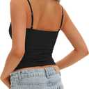 Darong Women Double Lined Square Neck Tank Top Adjustable Spaghetti Straps Basic Cami Shirt Built in Bra 9202 Black L (Black, L)