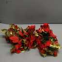 Glintoper Christmas Poinsettia Garland, 5.9 FT Lighted Artificial Garlands with 36 Red Flowers, Battery Operated with Timer Poinsettia String Lights, Light up for Xmas New Year Home Decor