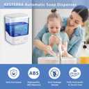 Automatic Soap Dispenser Wall Mount, Touchless Soap Dispenser 1000ml/34oz Battery Operated Hand Free Hand Sanitizer Dispenser for Bathroom Kitchen Hotel Offices Plastic, No Drill, White