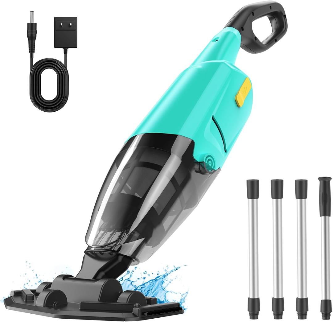 Handheld Pool Vacuum for Above Ground Pools,Cordless Pool Vacuum with Powerful Suction up to 18 gallons/min,Ideal for Leaves and Debris,Pool Vacuum Head for Pools Above Ground and Hot Tubs (Green)