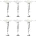 LoveCat 10pcs of Metal Trumpet Silver Vases for Table Centerpieces, Anniversary Celebration Wedding Party Dinner Table Centerpieces, Wedding Decorations, 21.9in/55.5cm Tall Minimalism Vases