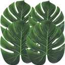 Artificial Palm Leaves, 24PCS Extra Large 14" Tropical Monstera Fake Leaves for Hawaiian Luau Jungle Safari Birthday WeddingTheme Party Table Wall Decorations