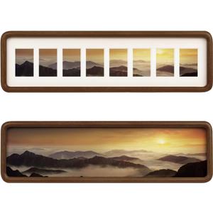 Hans 4"x16" Frames Collage Photo Frame Single Mat with Eight 1.5x2.5 Openings and Satin Solid Frame Horizontal or Vertical(8 Openings)