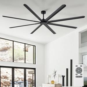 Black Ceiling Fan without Light: 100 Inch Outdoor Fan No Light Aluminum Blade - Industrial Large Ceiling Fan with Remote for Shop Garage Patio 6 Speeds Timer Black Ceiling Fan without Light: 100 Inch Outdoor Fan No Light Aluminum Blade - Industrial Large Ceiling Fan with Remote for Shop Garage Patio 6 Speeds Timer