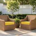 MIULEE Yellow Outdoor Chair Cushions Set of 2, 19x19x3 Inch Waterproof Patio Seat Cushions for Outdoor Furniture Couch Sofa, 3 Year Color Fastness High Density Foam with Adjustable Ties
