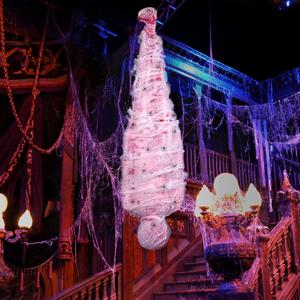 Halloween Decorations Outdoor Indoor Props - Scary Hallowmas Dead Victim Corpse + Fake Spider Web with Spiders Haunted House Tree Hanging Decor