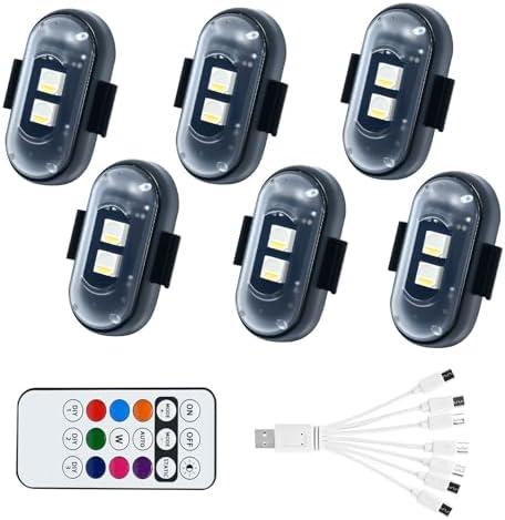 4PCS Wireless LED Lights for Car with Remote Control, High Brightness Wireless LED Strobe Light 8 Colors USB Charge IP65 Waterproof Anti-Collision for Car Motorcycle Aircraft Bike (4)