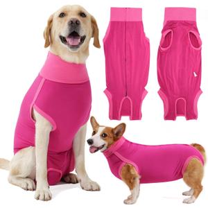 Dotoner Dog Surgery Recovery Suit Dog Suit for Male Female Neuter Anti-Lick Abdominal Wounds Bite Protective Outfit Alternative E-Collar & Cone Breathable Spay Suit for Medium Large Dogs (M, Magenta)