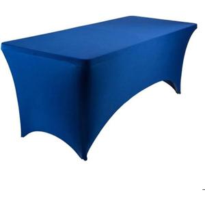 Encell Spandex Tablecloth Rectangular Fitted Tablecloth Protector for Party Banquet Weddings Cocktail Trade Show Blue 6ft