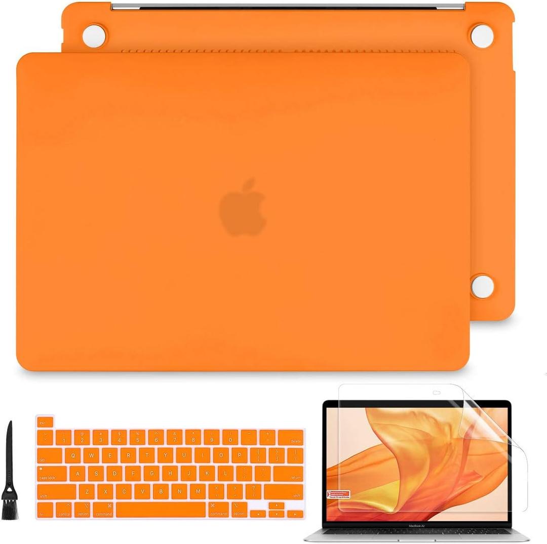 Batianda Hard Case for MacBook Pro 13 A2338 M1 A2289/A2251 Rubberized Hard Shell Case Cover+Keyboard Cover + Screen Protector for New MacBook Pro 13 Inch Touch Bar 2020 2021 Release,Matte Orange