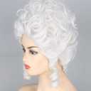 Topcosplay Halloween Costume Party Wigs for Women Girls White Powdered Wig Short Beehive Wigs Renaissance Wig