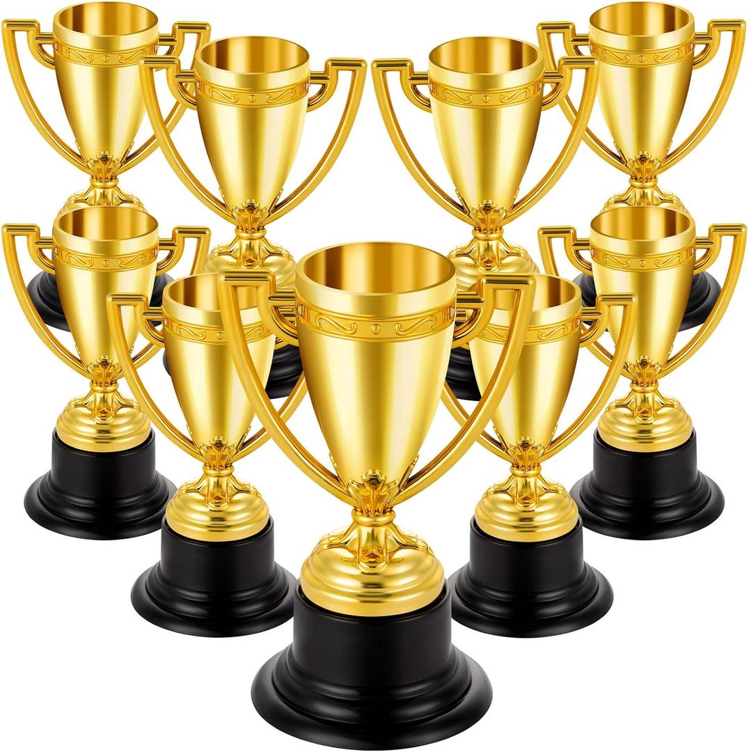 Mini Trophies Bulk for Kids, 9Pcs Plastic Gold Small Trophy Cups, Golden Award Trophy Cups for Classroom School Rewards, Sports Tournament Winning Prizes Party Favor