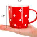 Elsjoy 6 Pack Polka Dot Coffee Mugs, 12 Oz Ceramic Coffee Mugs Colorful Porcelain Mug Set for Coffee, Tea, Milk, Hot Chocolate