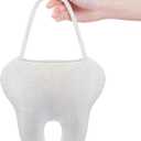 Dansydaisy Tooth Trick or Treat Bag Halloween Tooth Fairy Costume Accessories Cute Standard Portable with Handle Reusable Multipurpose for Halloween Gifts Party Favors Supplies (white)
