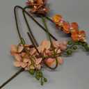 ATFL 4 Pack Orange Orchid Artificial Flowers Real Touch, 22'' Artificial Fake Faux Silk Sunset Red Orchid Stem Bouquets for Wedding Party Home Garden Decor,Orquideas Artificiales para Decora