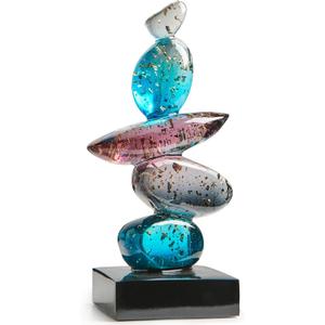 Fake Stone Art Statue Home Decor, Clear Resin Colorful Good Luck Stone Sculptures for Coffee Table Bookshelf Decor, Modern Art Living Room Office Bedroom Decorations