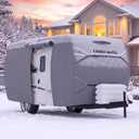 Fiberglass Travel Trailer Cover Fits 11'-13' Trailers, Upgraded 9 Layers Top Camper RV Cover with Windproof Strap,Adhesive Repair Patches
