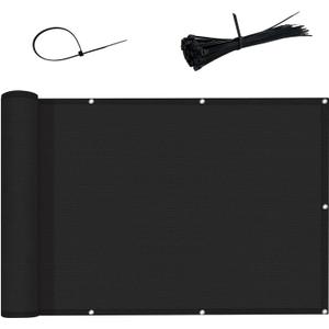 LOVE STORY 3'x6' Black Balcony Screen Privacy Fence Cover UV Protection (HDPE) Weather-Resistant 3 FT Height Shield for Deck, Patio, Backyard, Outdoor Pool, Porch, Railing