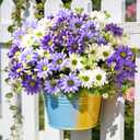 Waipfaru Outdoor Faux Plants for Planters, 6 Bundles Fake Outdoor Plants, UV Resistant Artificial Silk Flowers, Daisy Flowers Artificial for Porch Patio Front Door Summer Outside Decor