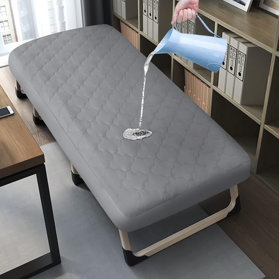 Cot Mattress Pad Protector Waterproof, Quilted Cot Size Mattress Cover 30" X 75" X 10" Fitted for Narrow Twin/Camp Bunk/Rvs Bunk/Guest Beds, Deep Pocket Mattress Topper, Gray (Cover Only)