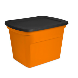 Pack of 18, 18 Gallon Orange & Black Storage Holiday Tote For Seasonal Organization