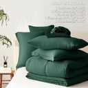 CozyLux Queen Comforter Set Emerald Green - 7 Pieces Bed in a Bag Queen, All Season Soft Bedding Sets, Oeko-Tex Certified Bed Set with Down Alternative Comforter, Sheets, Pillowcases & Pillow Shams