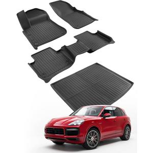 Car Floor Mats for Porsche Cayenne 2019-2025 2026 4PCS Full Set Trunk Mat