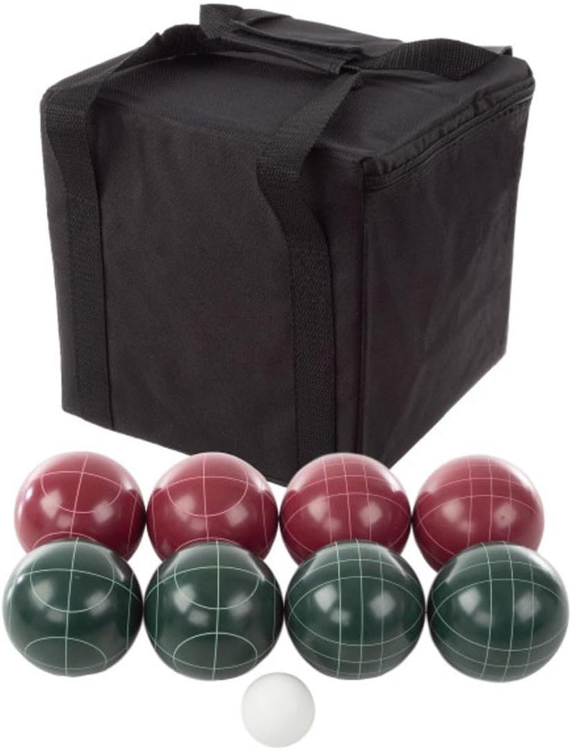 Trademark Games Bocce Ball Set Regulation Size - Lawn Game for Backyard or Beach - Includes Red and Green Bocce Balls, Pallino, and Carrying Case, 8.625x8.5x8.5