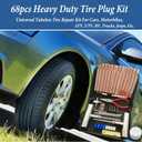 Tire Repair Kit, 68pcs Heavy Duty Tire Plug Kit, Universal Tire Repair Tools Flat Tire Puncture Repair for Car, Motorcycle, Truck, SUV, RV, ATV, Tractor, Trailer Fix Punctures and Plug Flats Patch Kit
