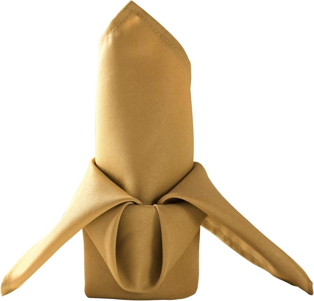 50pcs Polyester Cloth Napkins - 17 x 17 inch Gold Dinner Washable Napkins with Hemmed Edges for Restaurant/Wedding/Hotel (50, Gold)