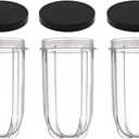 16oz Cups 6 Piece Set - 3 Replacement Cups WITH LIDS for Magic Bullet Blender LIDS INCLUDED