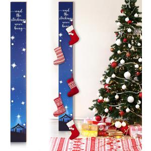 Cinnvoice 70 Inch Freestanding Christmas Stocking Holder with 5 Hooks Vertical Collapsible Holder Stand The Stocking were Hung Wood Sign for No Fireplace Small Homes Xmas Decoration