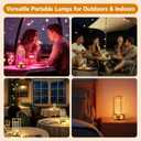 Portable Table Lamp for Outdoor Indoor: Cordless Rechargeable Desk Lamp with 10 Colors - Shower Lamp with Stepless Dimmable - Metal Battery Operated Lantern Light for Bedroom/Bar/Coffee Shop/Camping