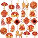22 Set Chinese New Year Hanging Swirl Decoration 2026 Lunar New Year Decorations Spring Festival Ceiling Streamers for Horse Years Spring Festival Party Decoration Supplies