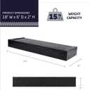HIGH & MIGHTY 515602 Modern 18" Floating Shelf Holds up to 15lbs, Easy Tool-Free Dry Wall Installation, Flat, Retail Packaging, Black