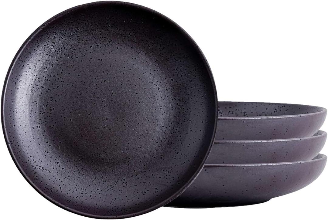 Ceramic Dessert Plates, Small Salad Plates 6 Inch Appetizer Plates for Kitchen, Mini Dinner Trays for Cake Snacks Side Dish (4Pack, Dark Brown)
